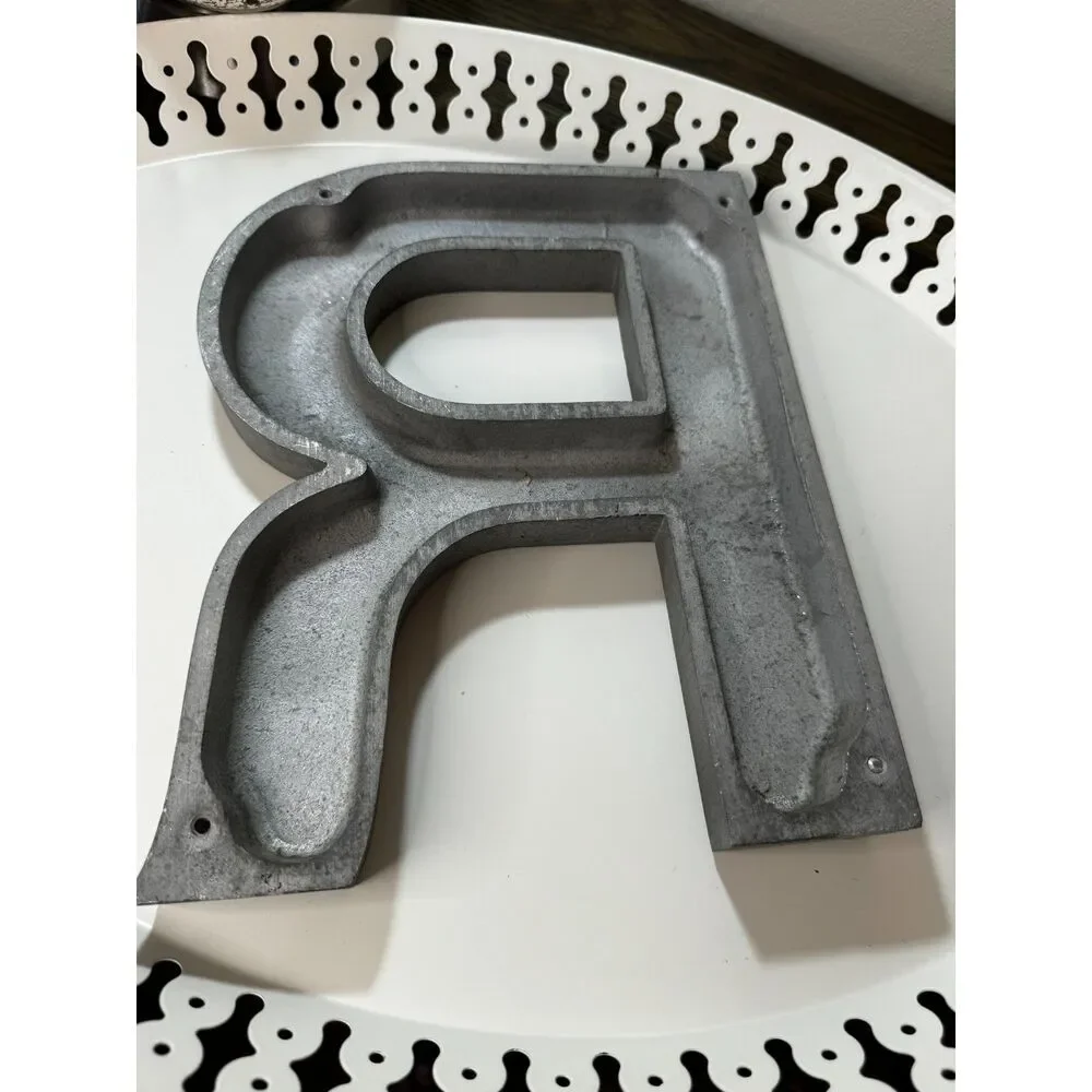 Vintage Industrial Chic metal letter - salvaged sign letter R
